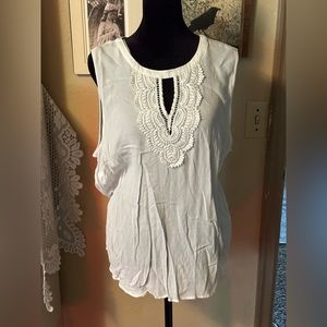 Pale Sky lace trim sleeveless blouse